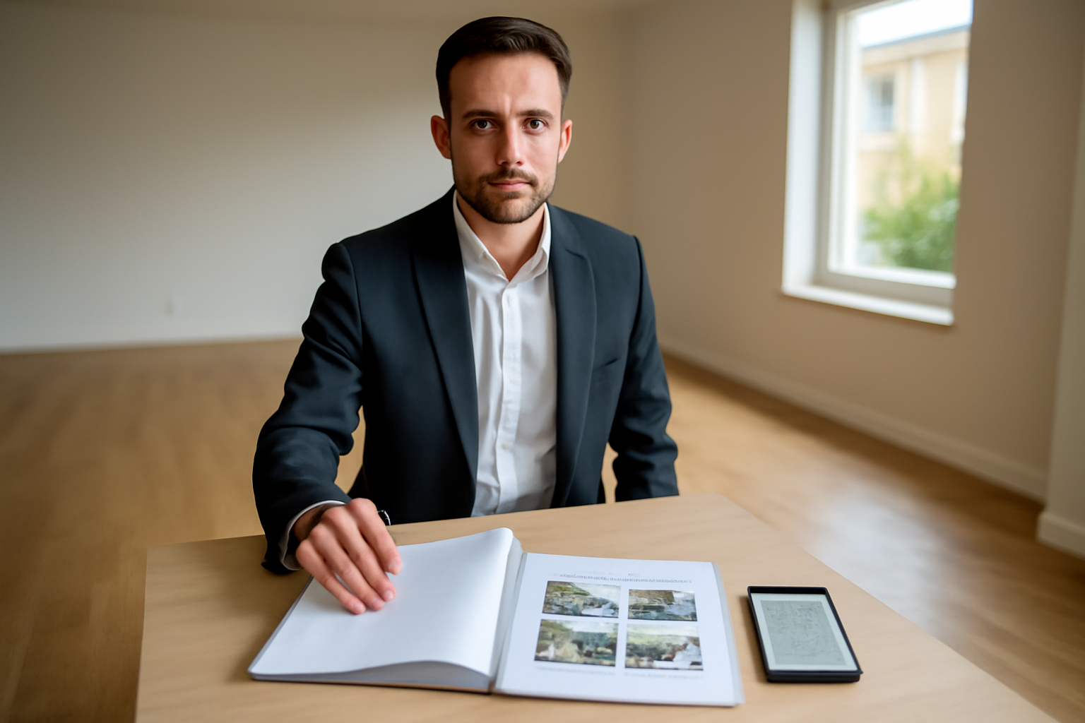 Vendeur préparant son dossier de vente avec estimation et comparables