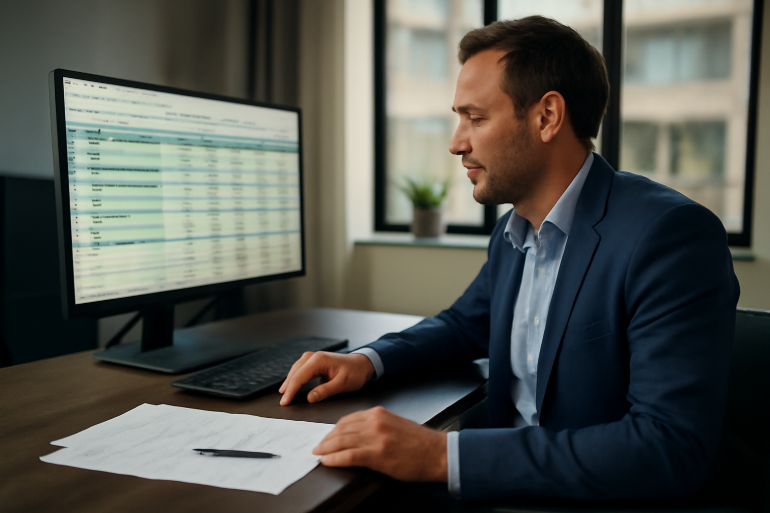 Investisseur calculant la rentabilité locative sur un ordinateur