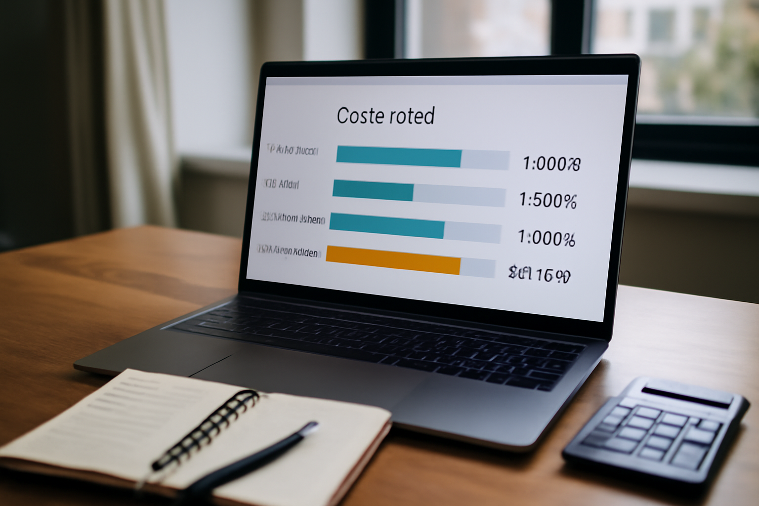 Tableau de bord immobilier : calcul du coût total incluant charges, travaux et frais de notaire