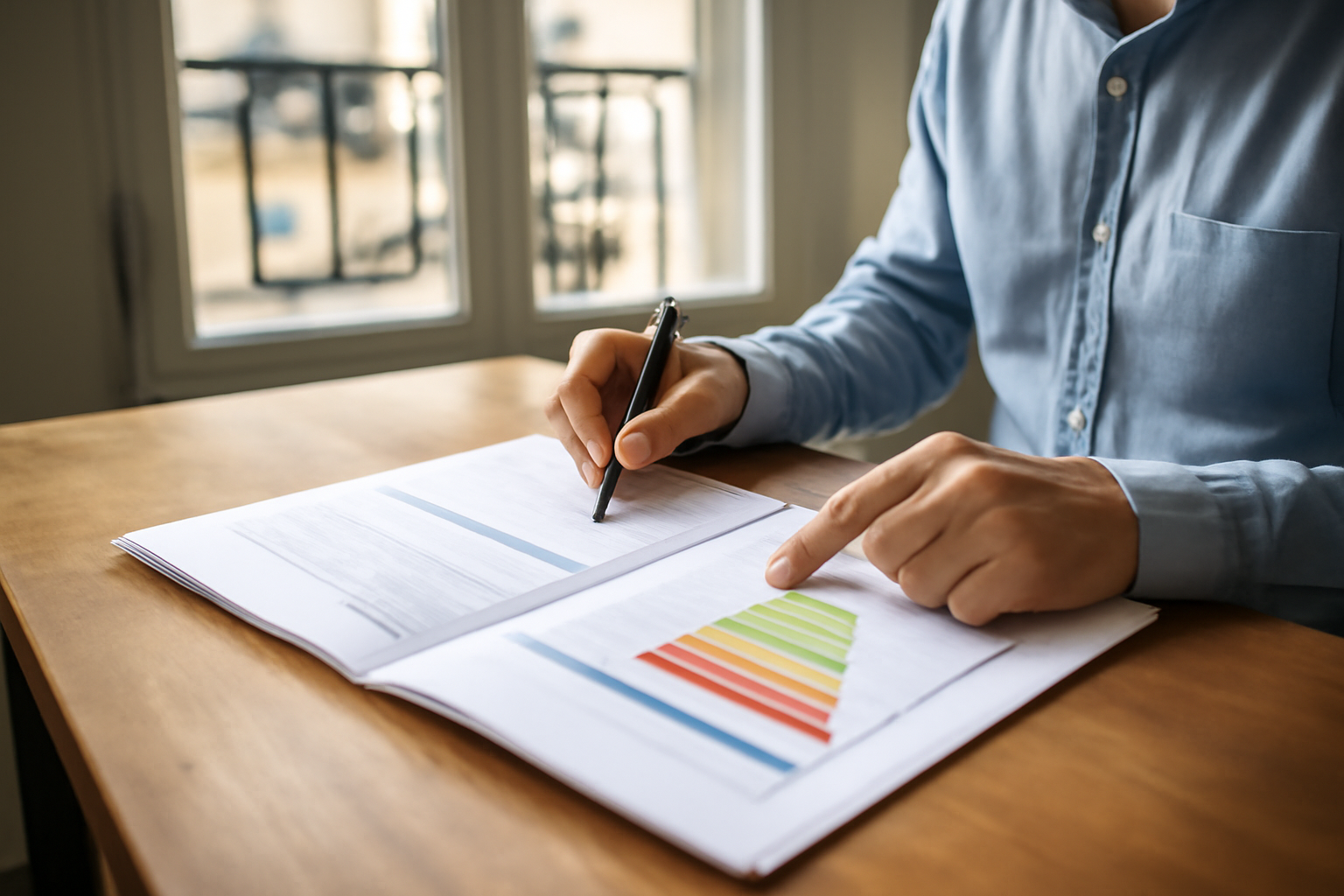 Vérification dpe date de validité sur un dossier de diagnostic immobilier, table de travail en France