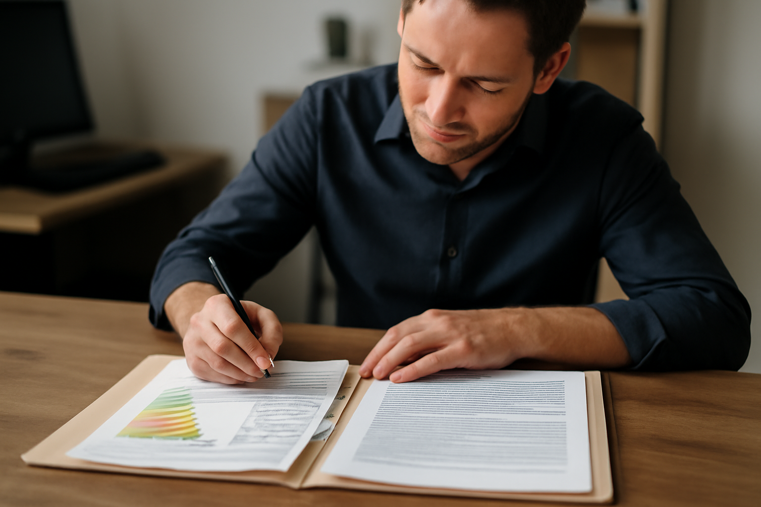Dossier de vente immobilier avec diagnostics et procès-verbaux d'assemblée générale sur une table