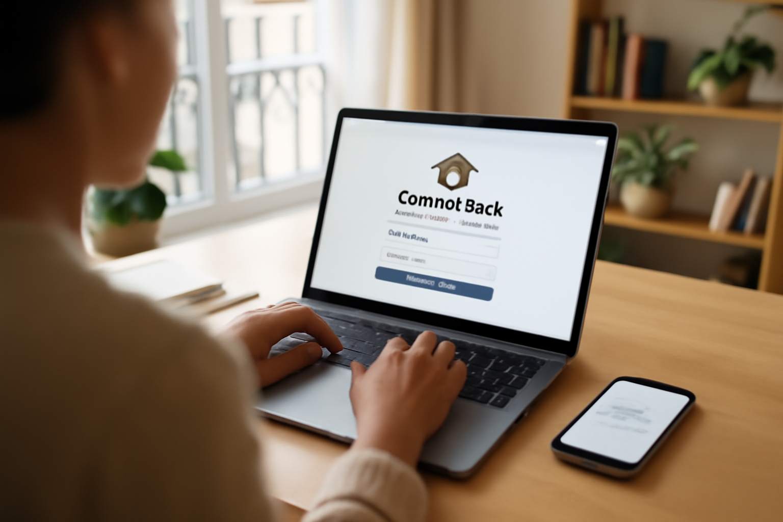 Page de connexion www myfoncia fr sur un écran avec e-mail et identifiants, scène réaliste en France