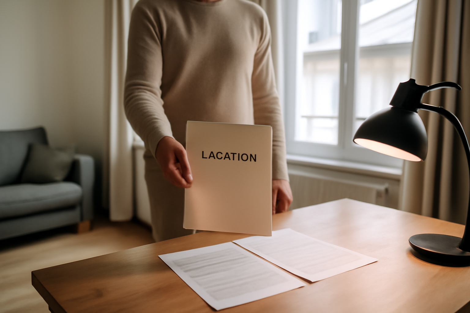 Appartement en location à Houilles, visite dans un salon lumineux avec documents de location