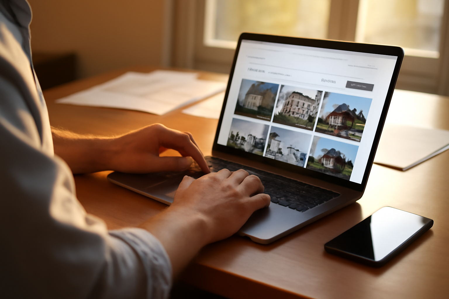 capture d’écran d’un site d’annonces immobilières avec mentions légales et catégories