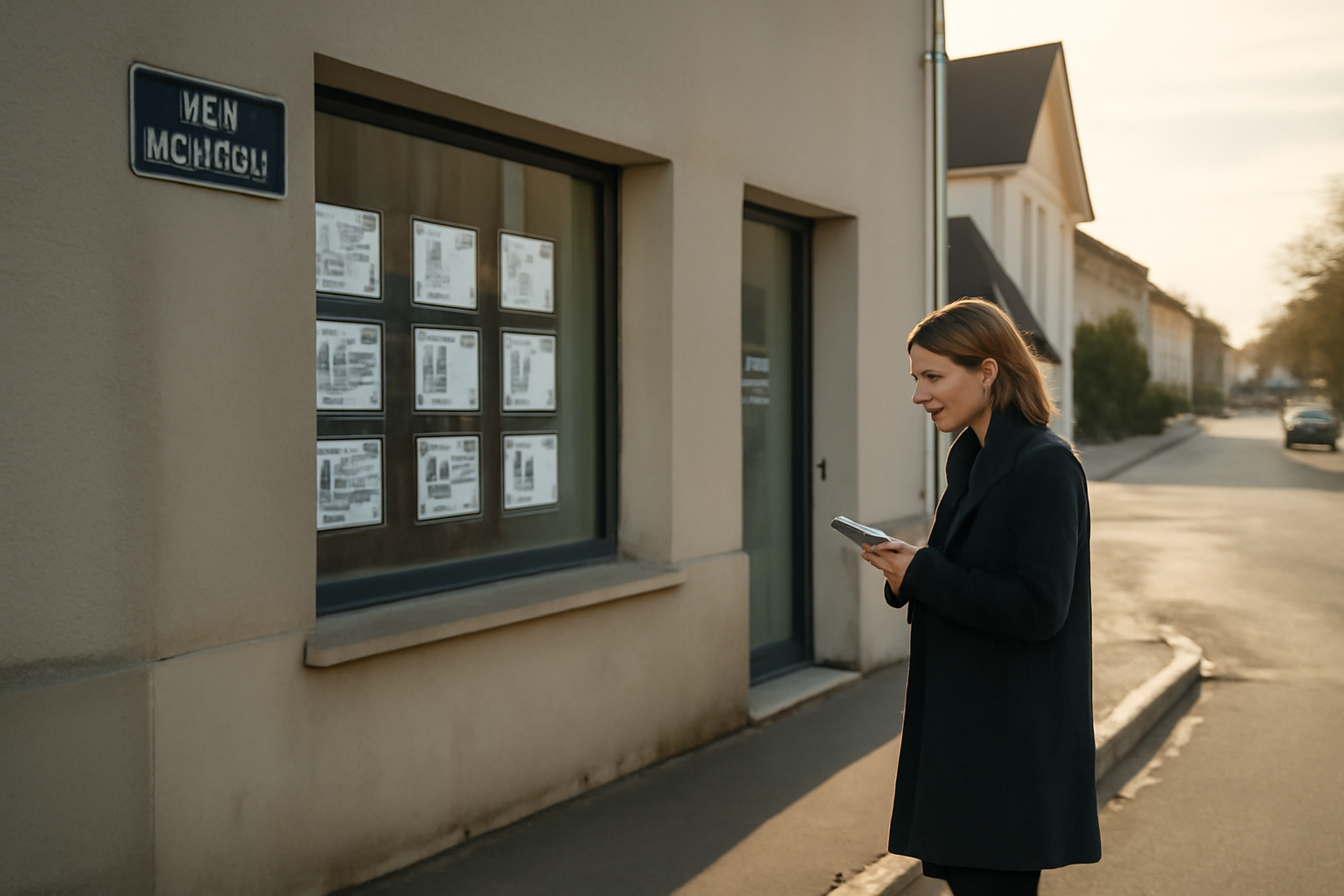 Façade d’agence immobilière à Hésingue, proche du panneau de rue