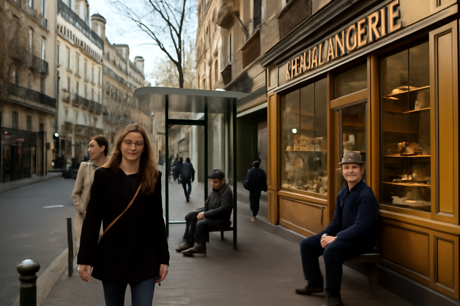 Quartier urbain français avec commerces de proximité et transports