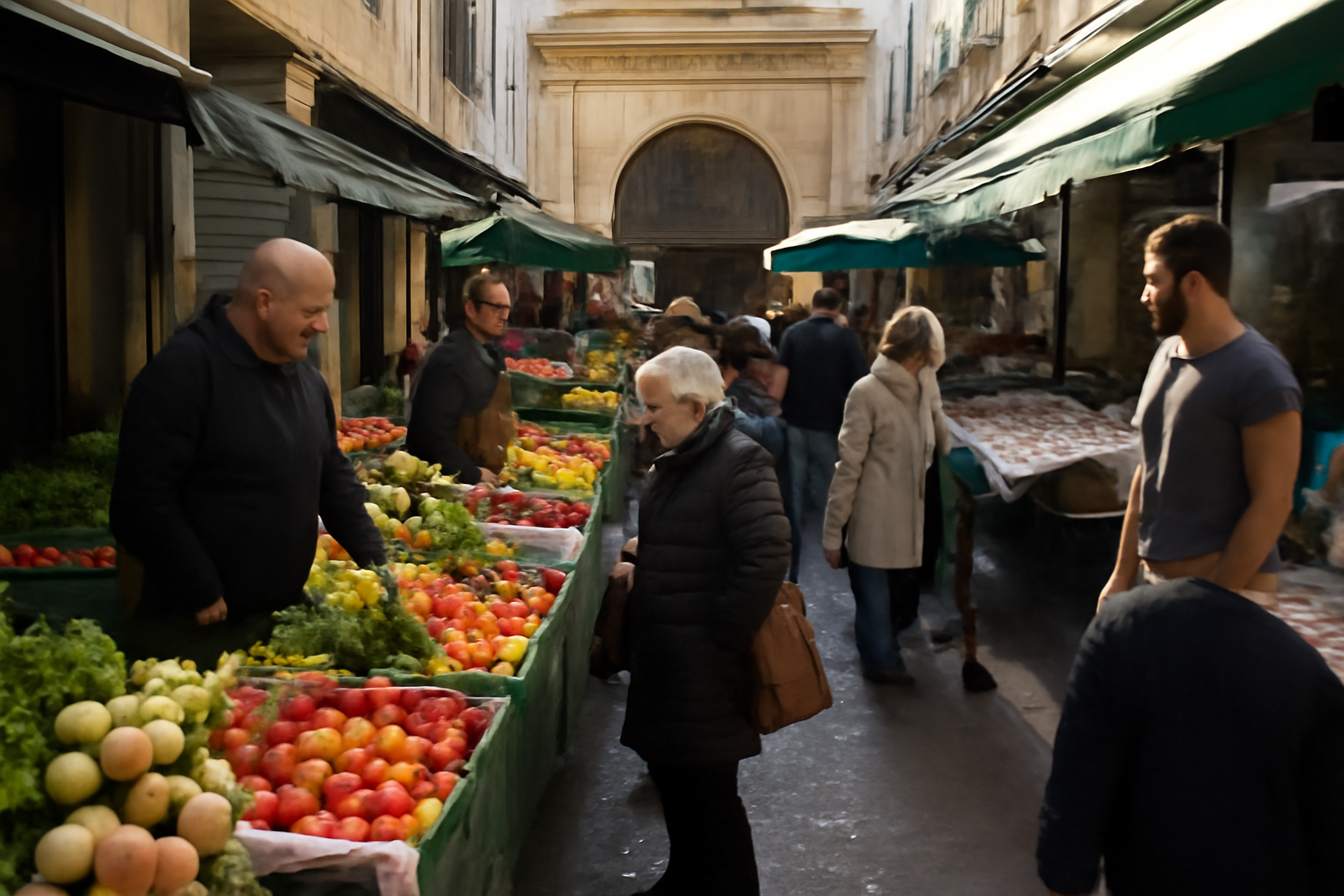 noailles marsiglia : marché des Capucins avec stands et passants dans le 1er arrondissement de Marseille