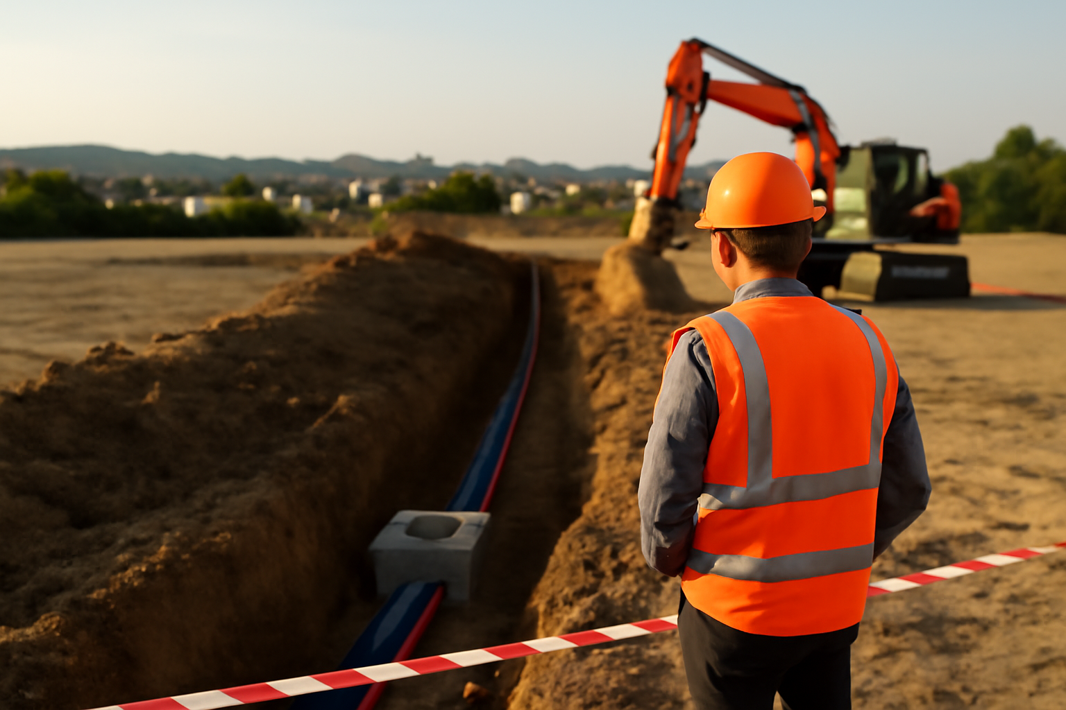 prix viabilisation terrain 2025 : tranchées et regard de réseaux sur un terrain à viabiliser