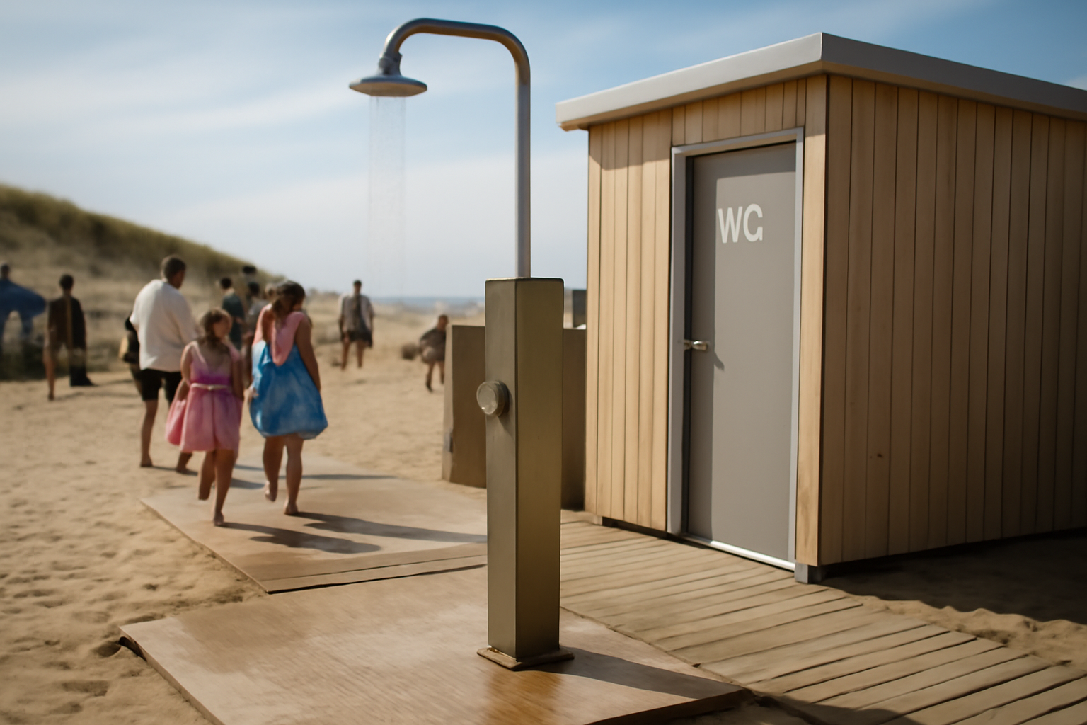 Douches et toilettes proches de la plage de Biscarrosse-Plage pour les familles