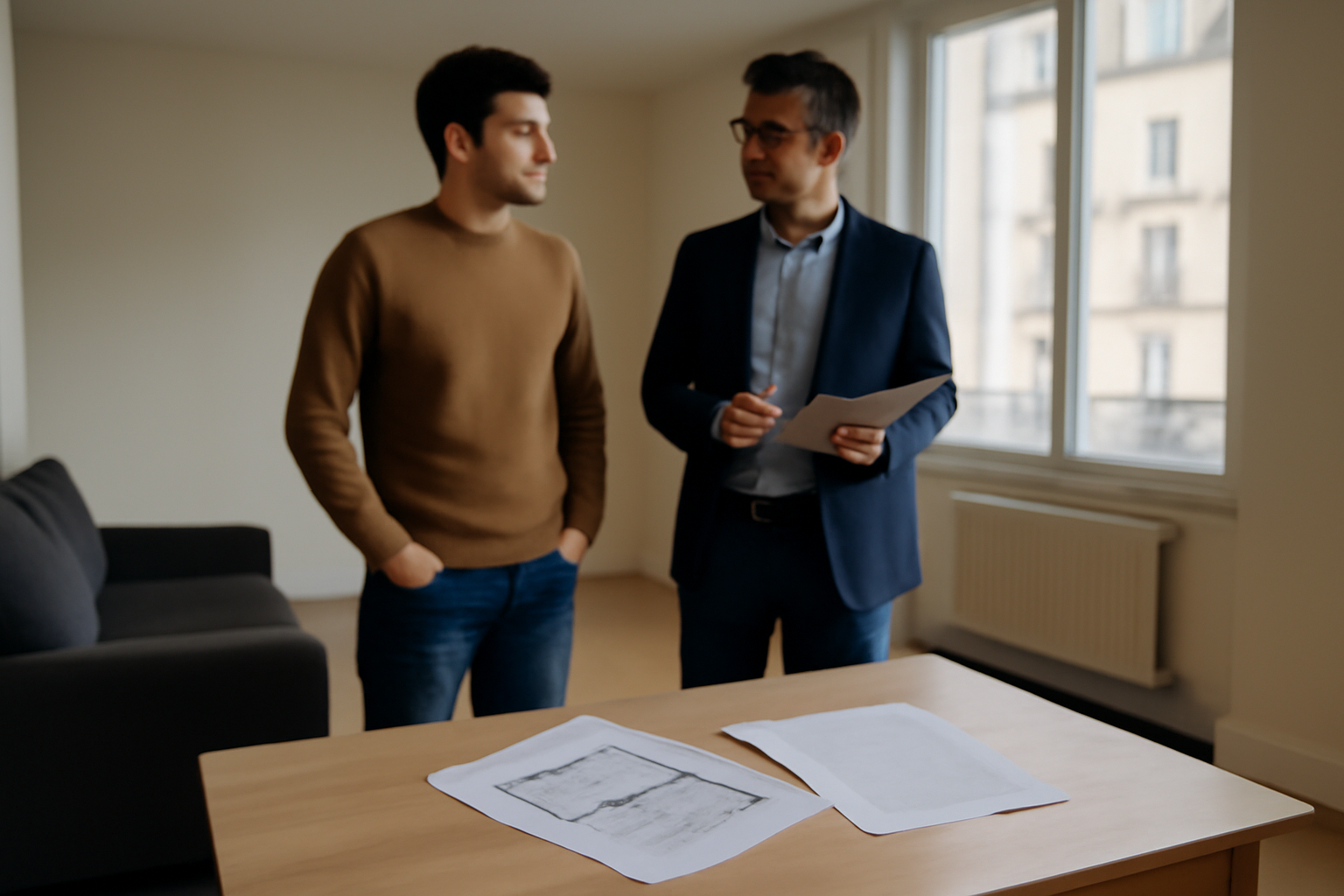 Logement locatif intermédiaire LLI : visite d’un appartement et discussion sur le loyer plafonné en France
