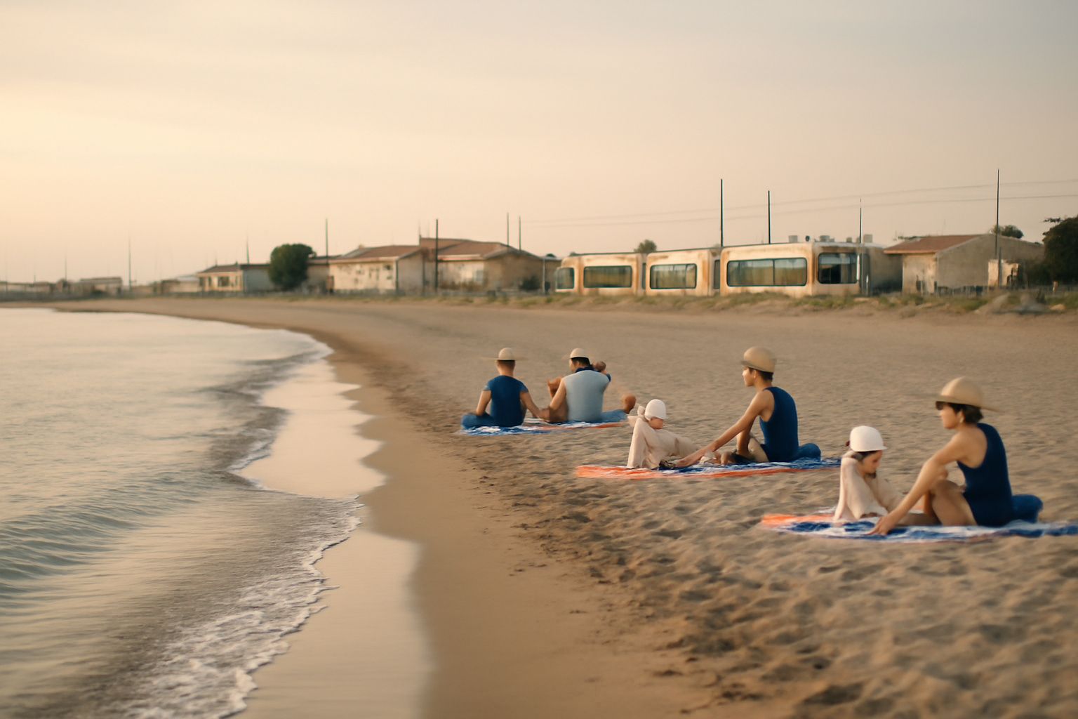 Plage palavas les flots, vue sur le rivage et les baigneurs près de Montpellier
