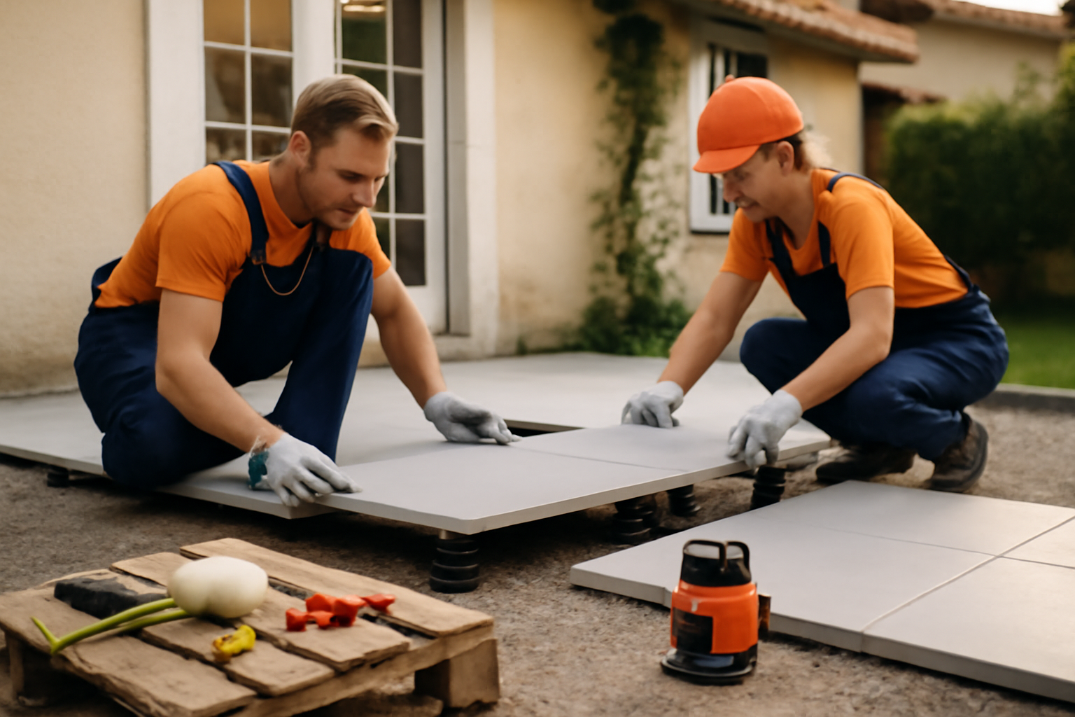 plot pour terrasse réglage précis pour dalles sur chantier français