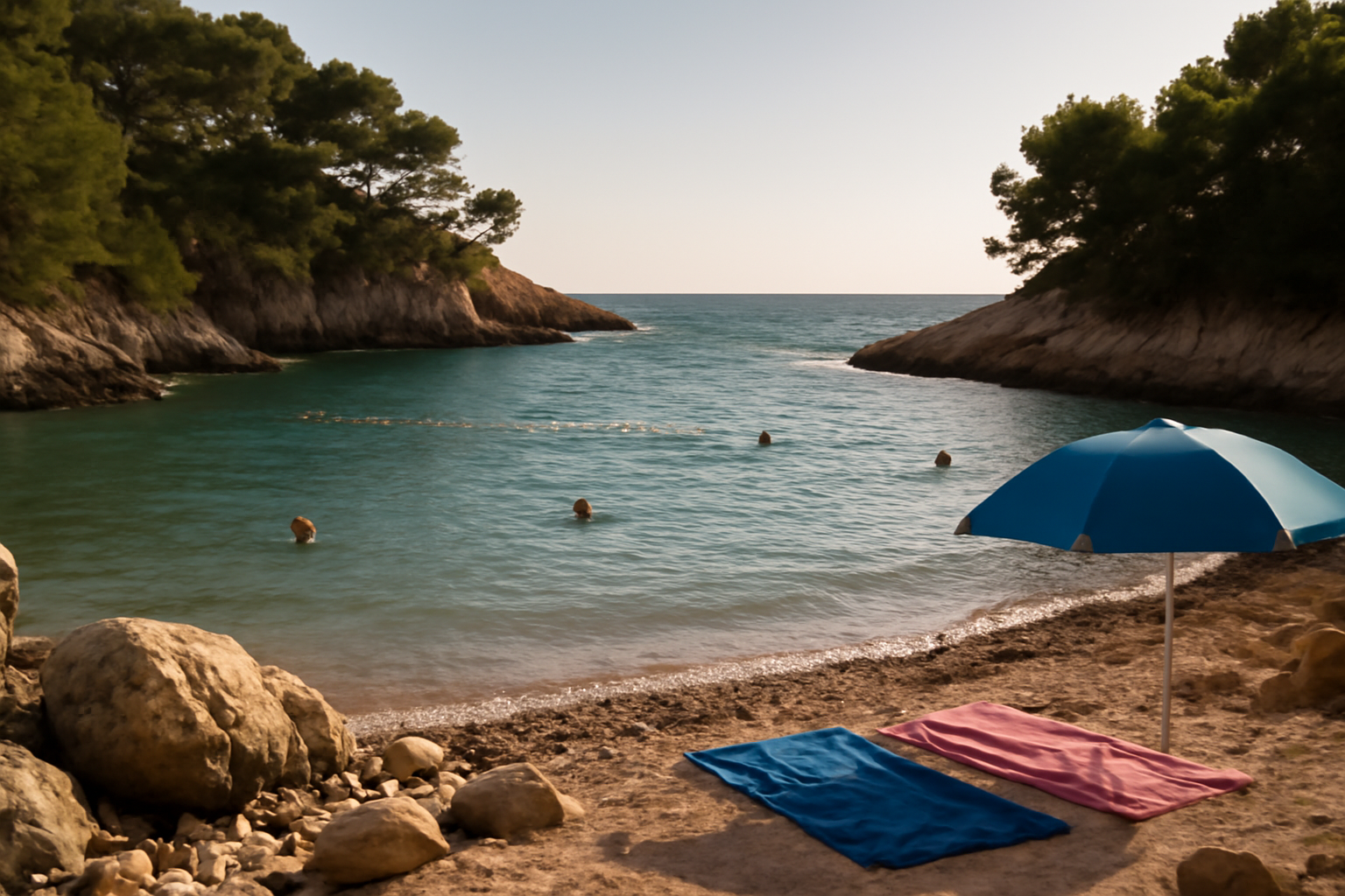 bandol plage : crique abritée au vent avec zone de baignade et entrée progressive