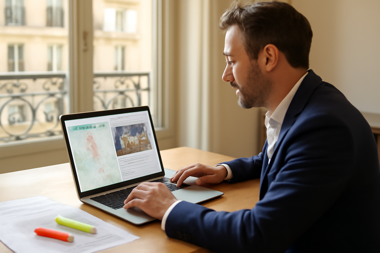 pappers immo : écran de recherche DVF et DPE sur ordinateur portable en France