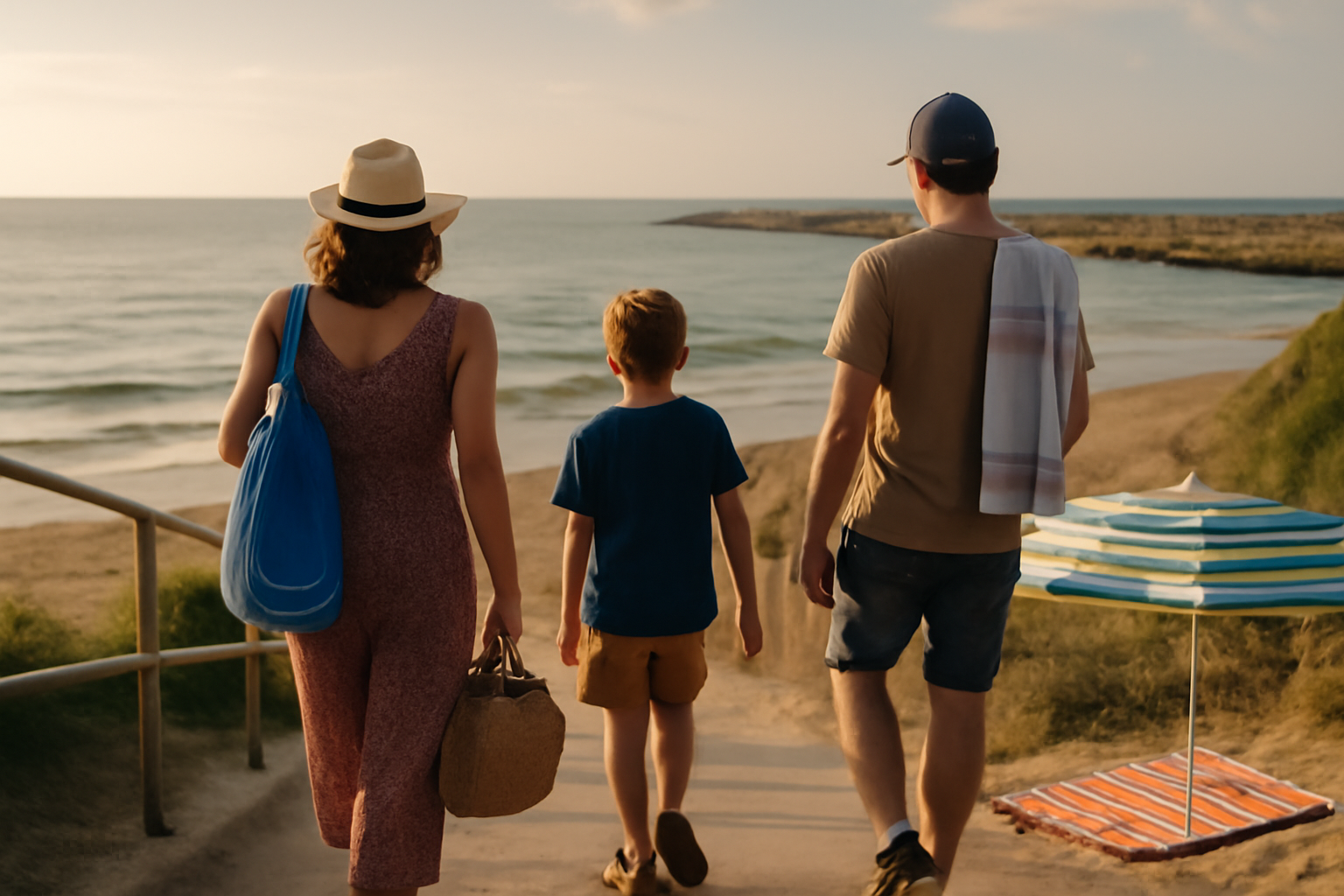 plage de la corniche vue mer, accès par promenade et zone de baignade surveillée en été