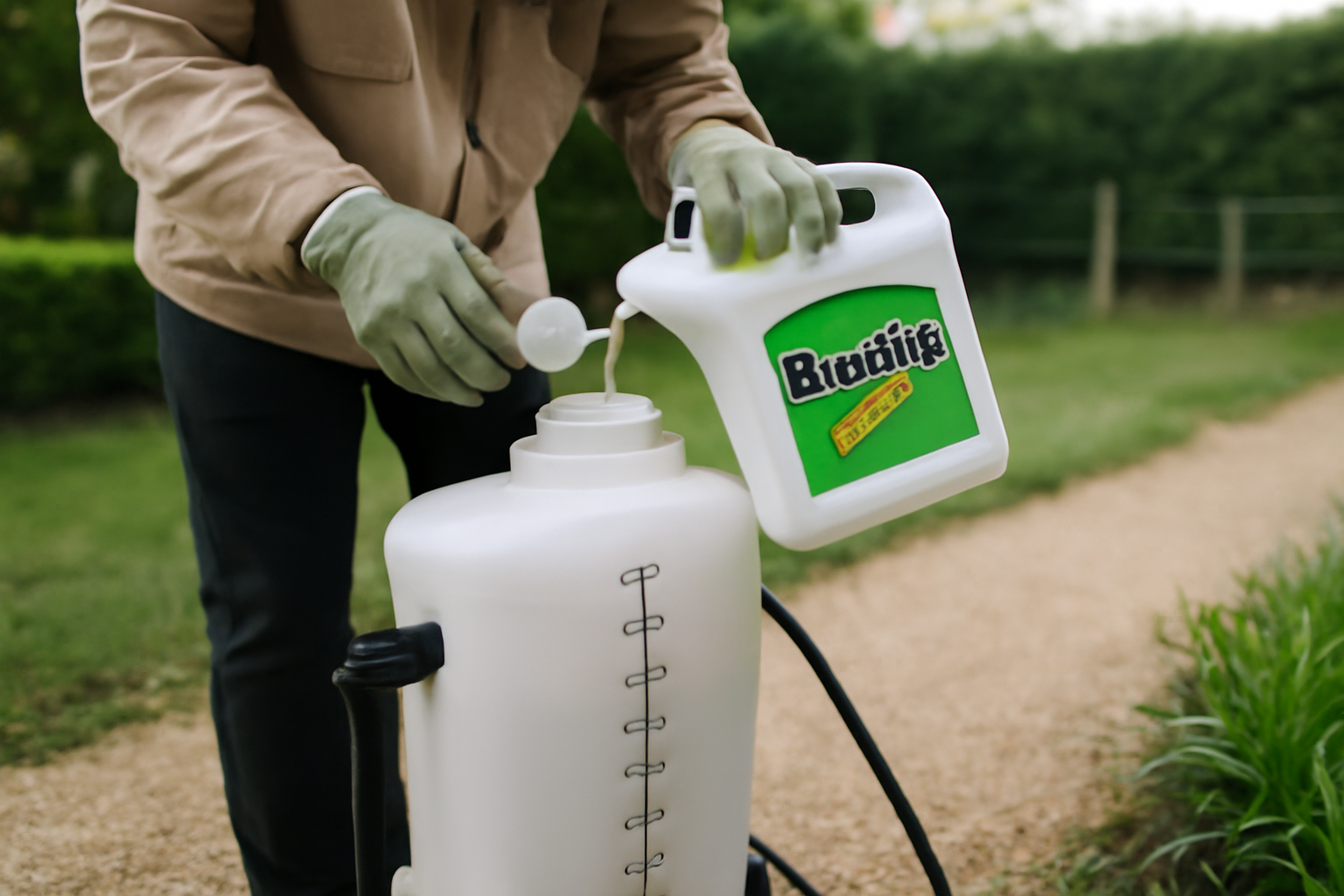 Dosage roundup pour 5 litres d'eau : mesurer le produit dans un pulvérisateur