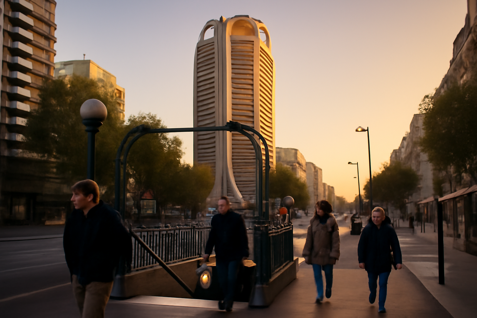 tour super italie à Paris 13 sur l’Avenue d’Italie, façade et silhouette en double anse de panier